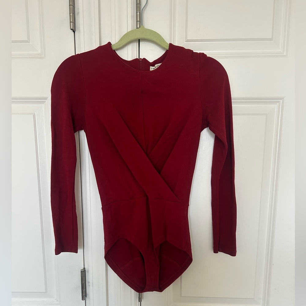 Twenty8Twelve Red Lacquer Faux Wrap Bodysuit